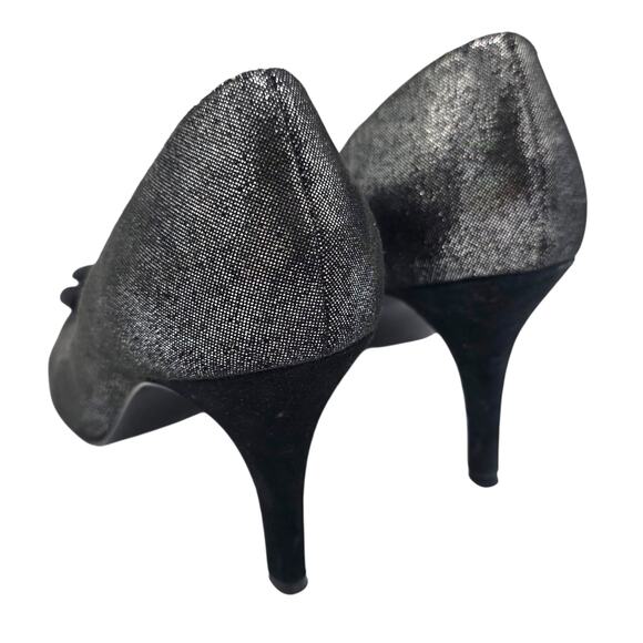 Nina New York Frosti Black Silver Bow Rhinestone Peep Toe Heels Size 9 Pumps main image 5